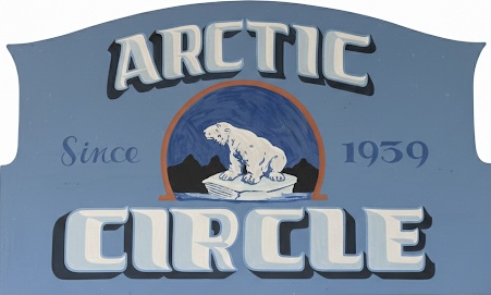 Vintage Arctic Circle sign with polar bear, since 1959